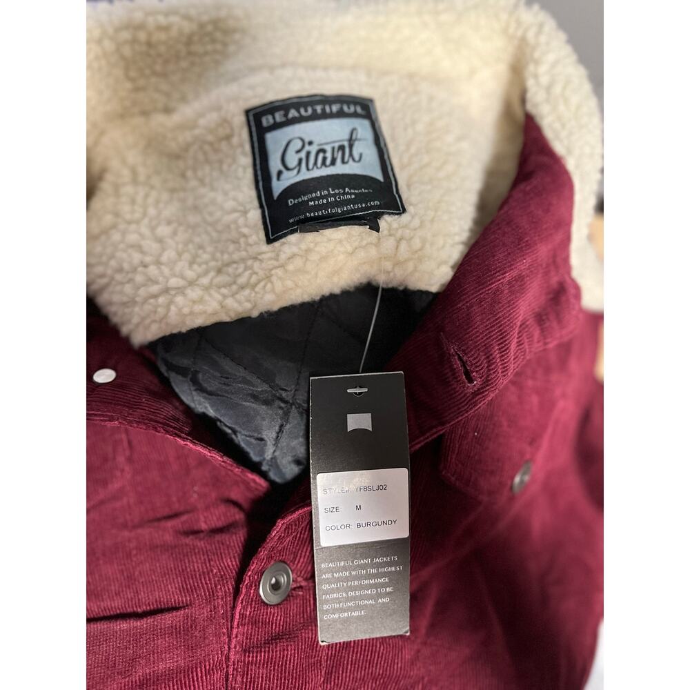 Beautiful Giant Burgundy Corduroy Sherpa Jacket Trucker Coat Men Size M Workwear - Picture 5 of 5